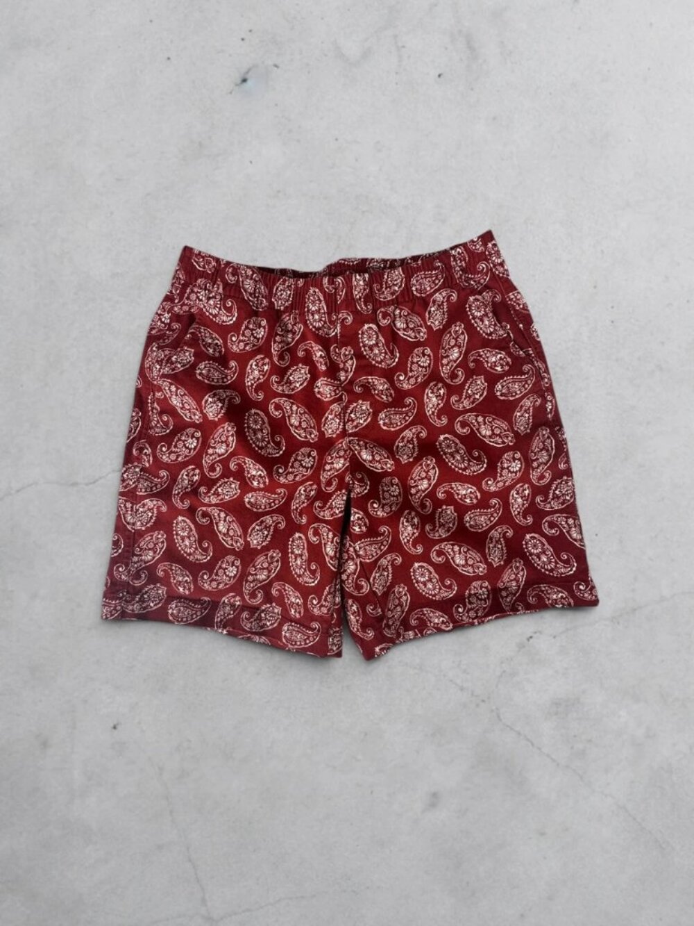 Lands End Red Paisley Bandana Print Shorts Cotton Size 8